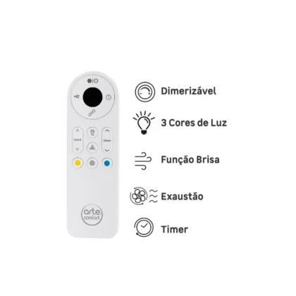 Ventilador de Teto com Controle Remoto Arteconfort Paraty com Led 3 Pás 132 cm Marrom Bivolt - imagem 4