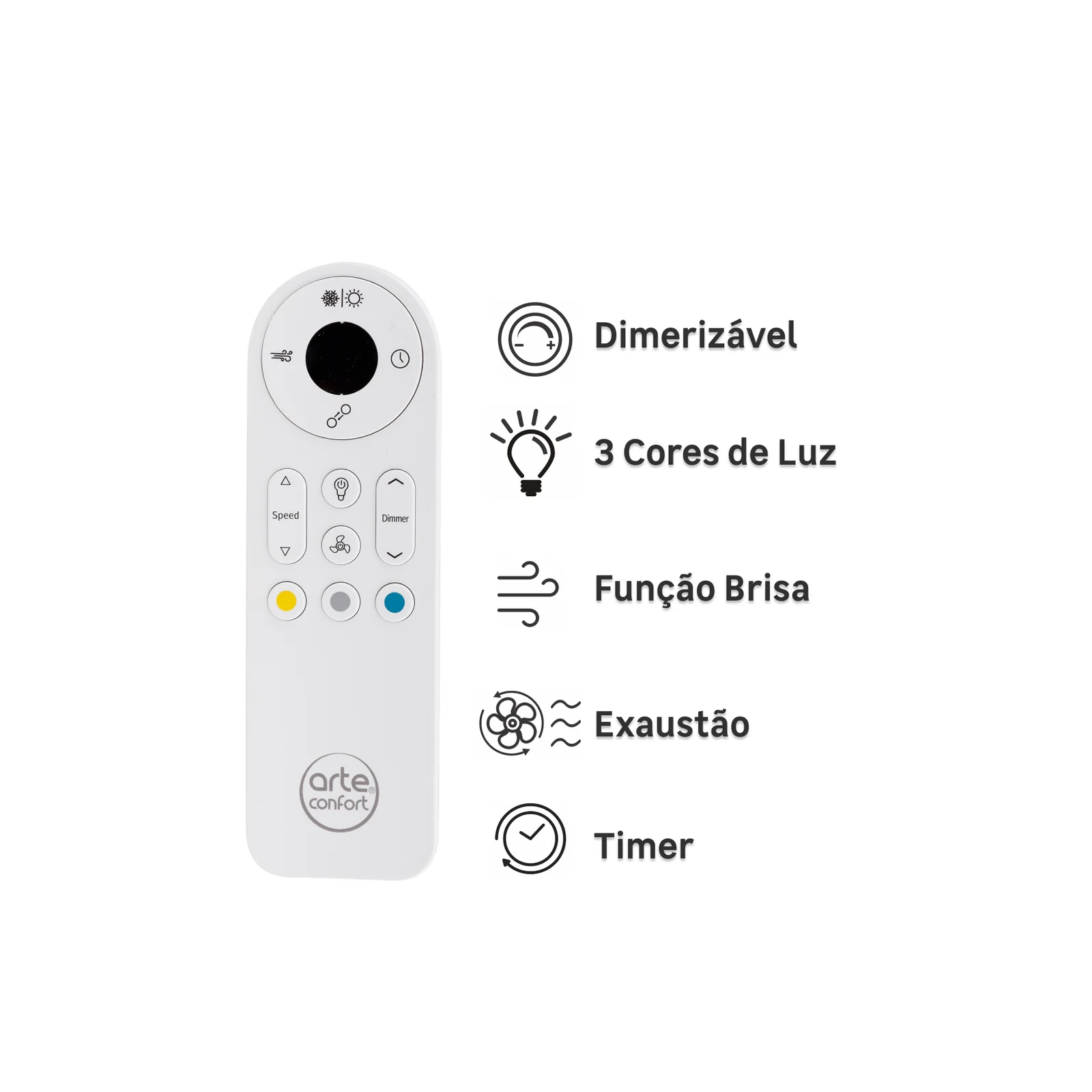 Ventilador de Teto com Controle Remoto Arteconfort Paraty com Led 3 Pás 132 cm Marrom Bivolt - imagem 4