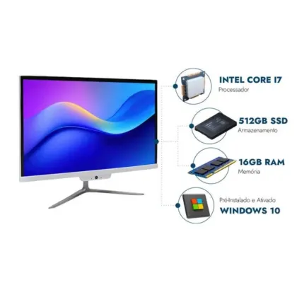Computador All In One 21,5" Intel Core I7, 16gb Ram, Ssd 512gb, Webcam, Wi-fi, Bluetooth - imagem 2
