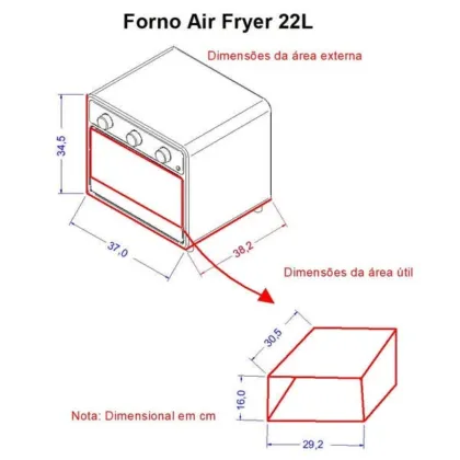 Forno Air Fryer 22l Fogatti - Multifunções - imagem 3