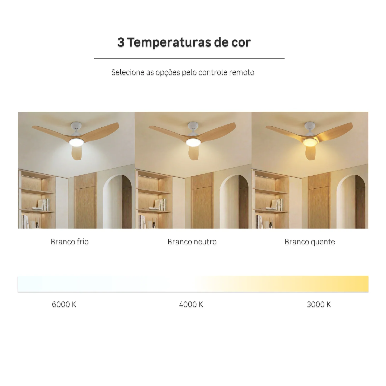 Ventilador de Teto com Controle Remoto Arteconfort Paraty com Led 3 Pás 132 cm Marrom Bivolt - imagem 5